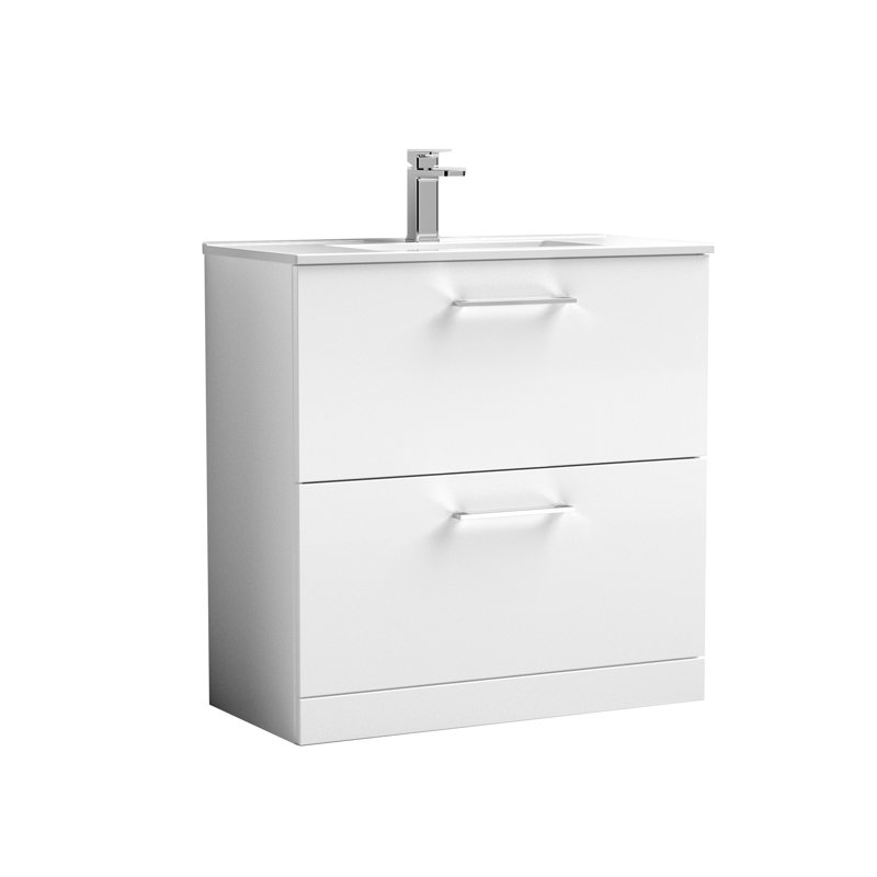 Arno 800mm Single Bathroom Vanity with Integrated Vitreous China Basin, White