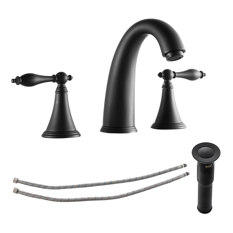 2-handle Bathroom Faucet with Drain Assembly, Matte Black