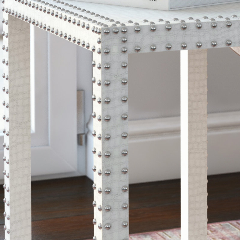 Nara End Table, White Crocodile