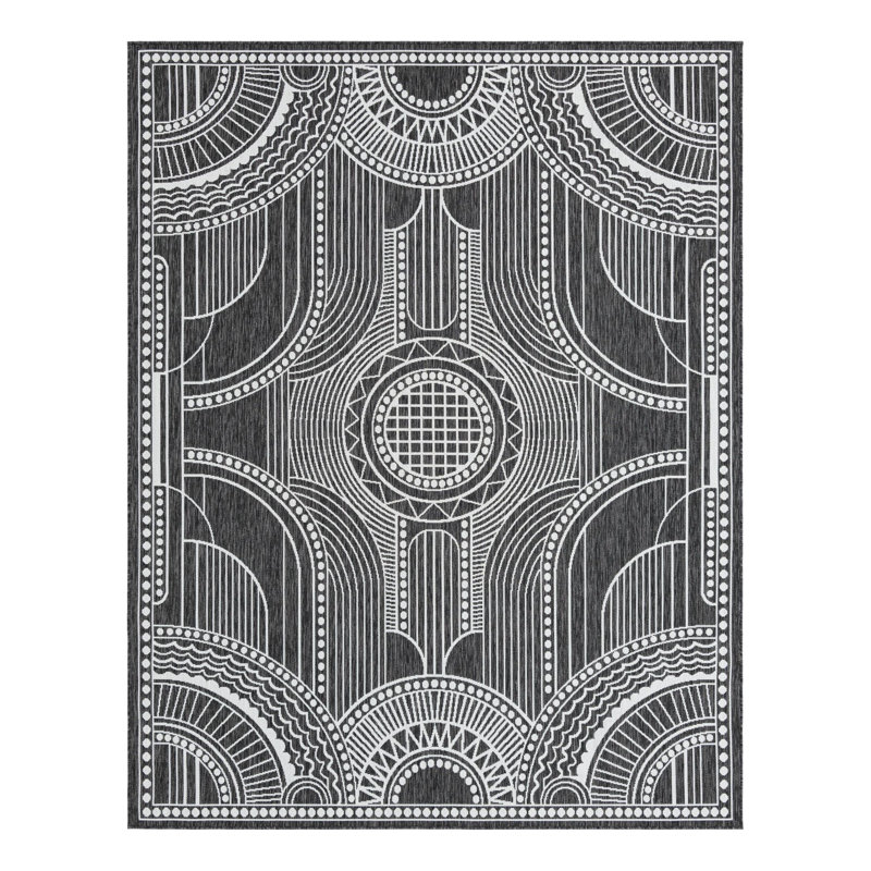 Tapis d'extérieur traditionnel intérieur / extérieur, Rectangle 7 pi 10 po x 10 pi