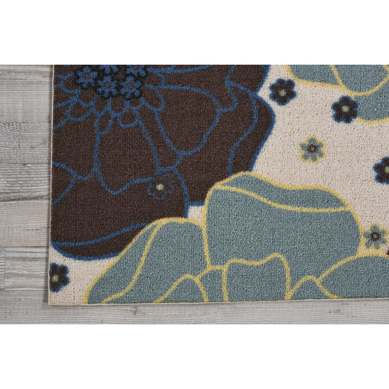 Tapis d'intérieur / extérieur bleu clair Bertran, Rectangle 8 pi 6 po x 8 pi 6 po