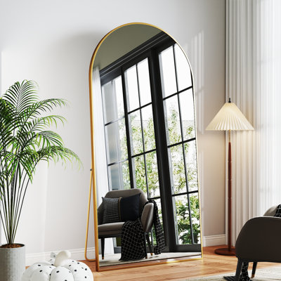 Arched Full-Length Mirror, Aluminum Alloy Frame, Tempered Glass Floor Mirror