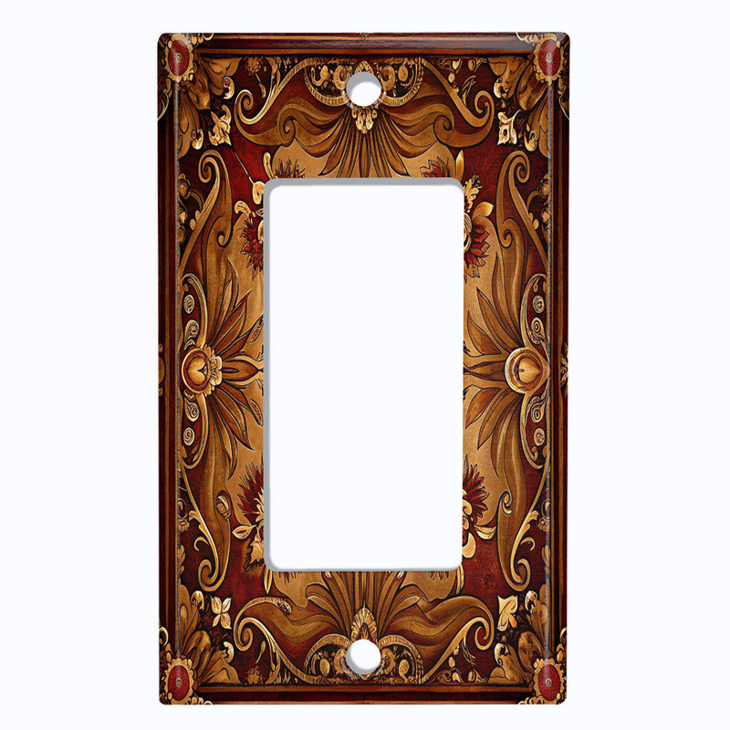 Couvercle de plaque d'interrupteur en métal; Fauteuil à bascule GFI 1 taille US - image imprimée d'un motif floral baroque