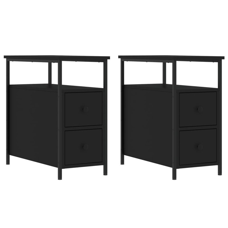 Nedlands 30cm W Manufactured Wood Bedside Table, Black