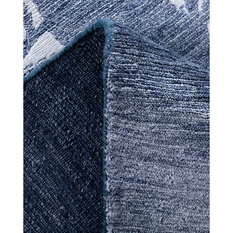 Gray Hand-Knotted Silk Rectangular Area Rug, 9'2" x 12'