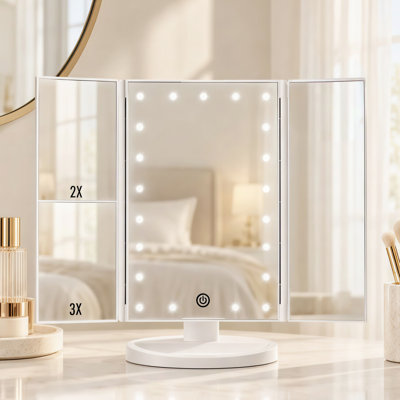 Miroir de maquillage grossissant à trois lumières DEL Modern Modern