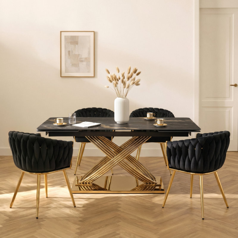 Dining Table, Black Marble