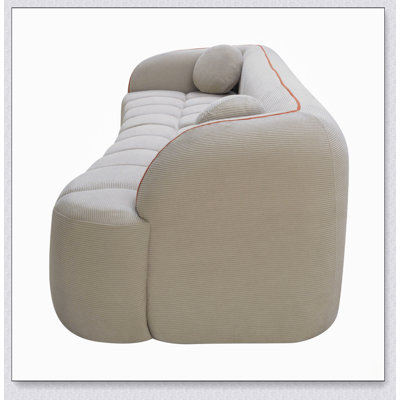 Canapé moderne compressé de 250 cm (98,4 pouces), canapé infonuagique 3 places en velours côtelé, livré monté, capitonné à bulles avec 2 coussins, assise profonde idéale pour le salon, l'appartement ou le bureau.