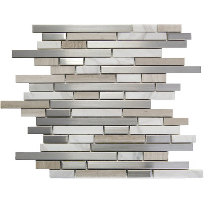 0.62" x 3" Marble/Metal Mosaic Wall Tile