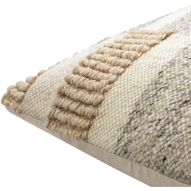 Sand Dunes Striped Wool Blend Reversible Pillow Cover, 22"H x 22"W