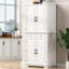 Grand garde-manger de style campagnard avec 3 organisateurs coulissants, 6 tablettes de porte et 2 tiroirs pour un rangement et une organisation efficaces-1660984234