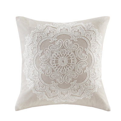 Suzanna Embroidered Cotton Square Pillow