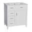 Meuble-lavabo autoportant de 30 po avec lavabo en céramique, armoire moderne avec 3 tiroirs à fermeture en douceur, tablette réglable et poignées dorées luxueuses-1149913170