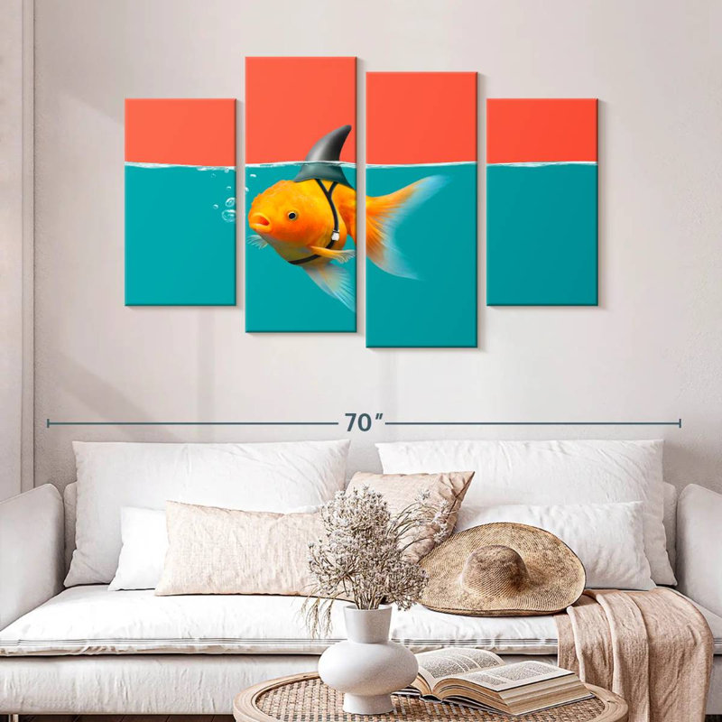 Goldfish As A Shark, 32"H x 52"W