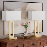 22'' Golden Modern Metal Table Lamp with Touch Control and USB A&C