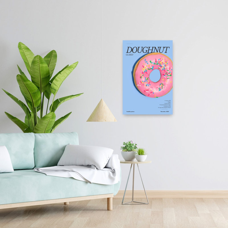 «Rose Sprinkled Donut», art mural contemporain, H 24 po x l 16 po