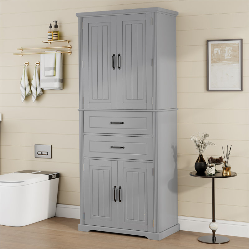 Storage Cabinet with Multi-Functional Storage Space for Kitchen/Bathroom/Dining Room/Living Room , 2 Drawers with Slide Rails, Adjustable Shelf