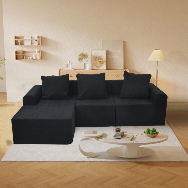 Convertible Modular Sectional Sofa Set Popular Microfiber Fabric Compression Sofa