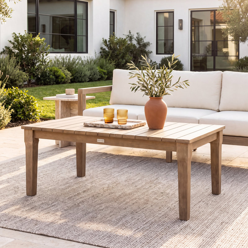 Samya Rectangular Eucalyptus Outdoor Coffee Table , 26'' in. W 46.7'' in. D, Natural