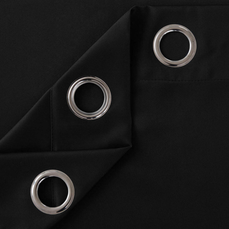 Jeffro Pair Eyelet Blackout Curtains, Black, 167.64cm Width x 182.88cm Drop
