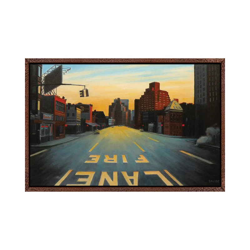 Sunrise Over Seventh Avenue by Nick Savides - Floater Frame Gallery-Wrapped Canvas Giclée on Canvas, Brown