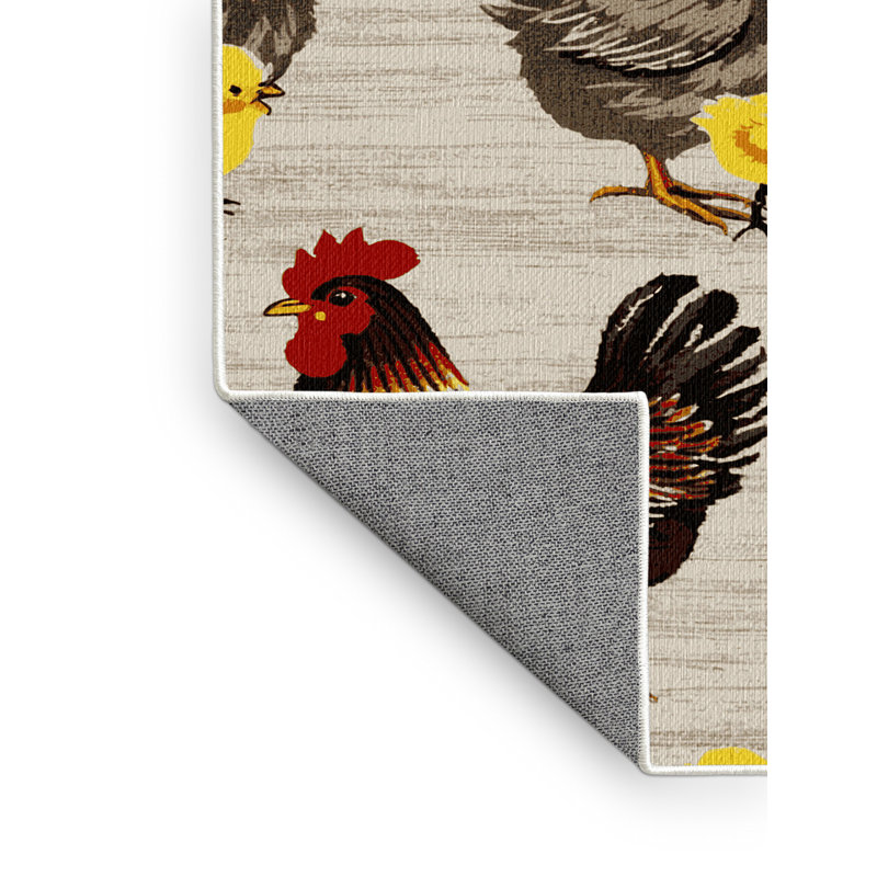  Tapis lavable avec poules et poussins, Rectangle 4pi x 6 pi