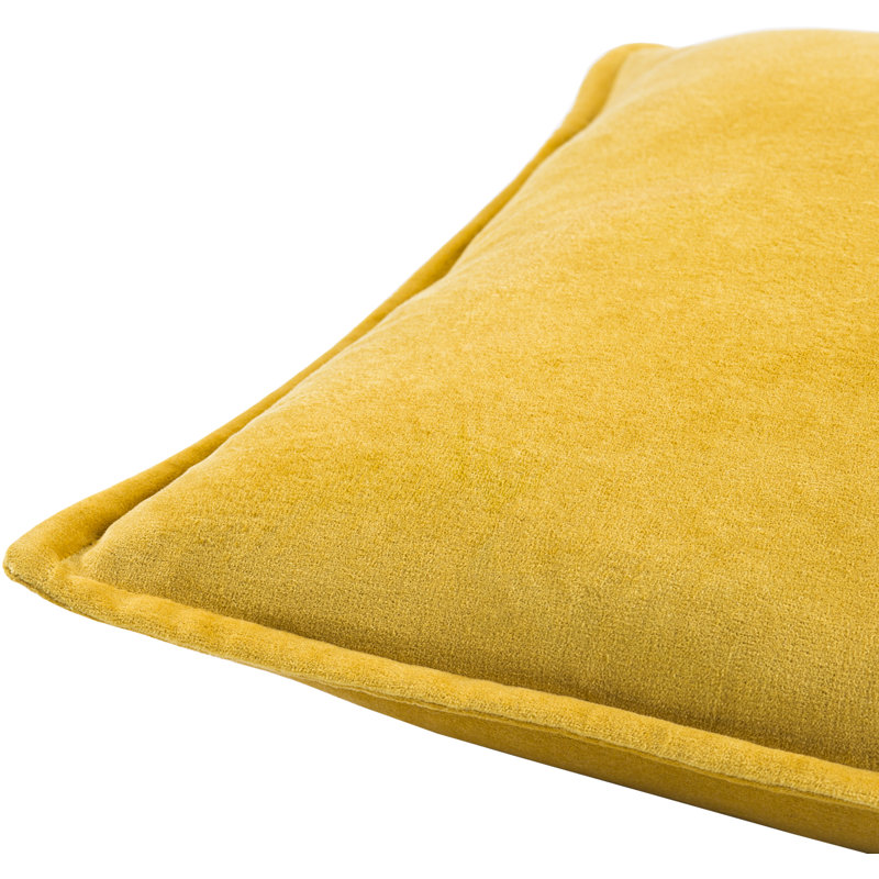 Oreiller 100% coton Edgar Square, Polyester/ bourre en polyester, Jaune, H 18 po x l 18 po