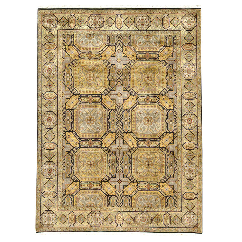 High-Quality Hand-Knotted Black Area Rug