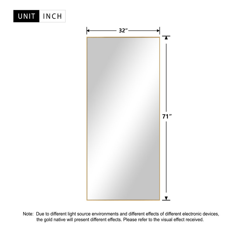 Barnaba Metal Framed Full Length Mirror, Gold, 70" x 30"