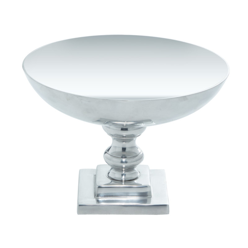 Elegant Silver Aluminum Traditional Decorative Bowl with Stand
