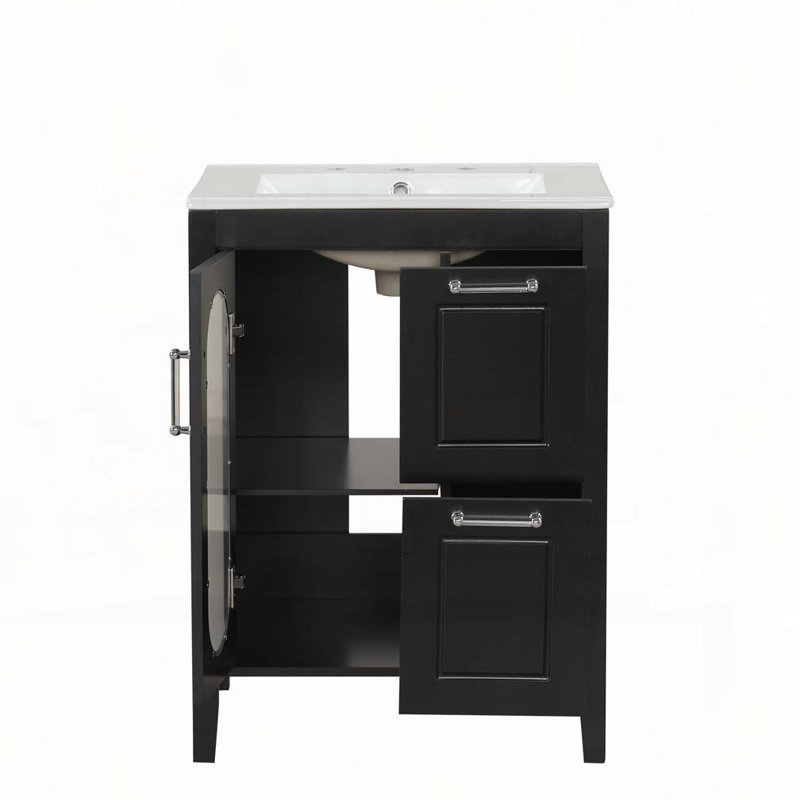 Meuble-lavabo 24 po avec lavabo, Noir