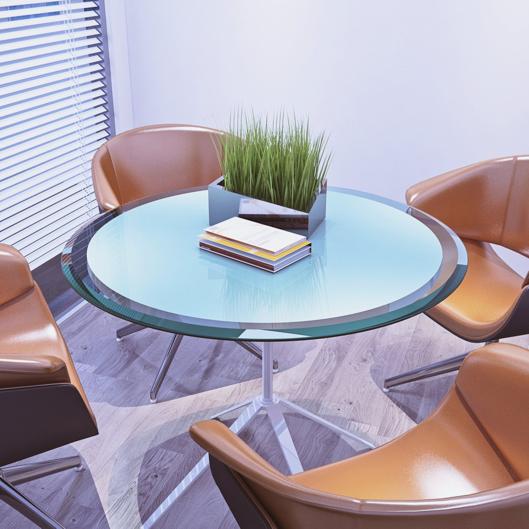 Isola Glass Round Table Top, 1/2" Thick Beveled Polished Edge IANIYA