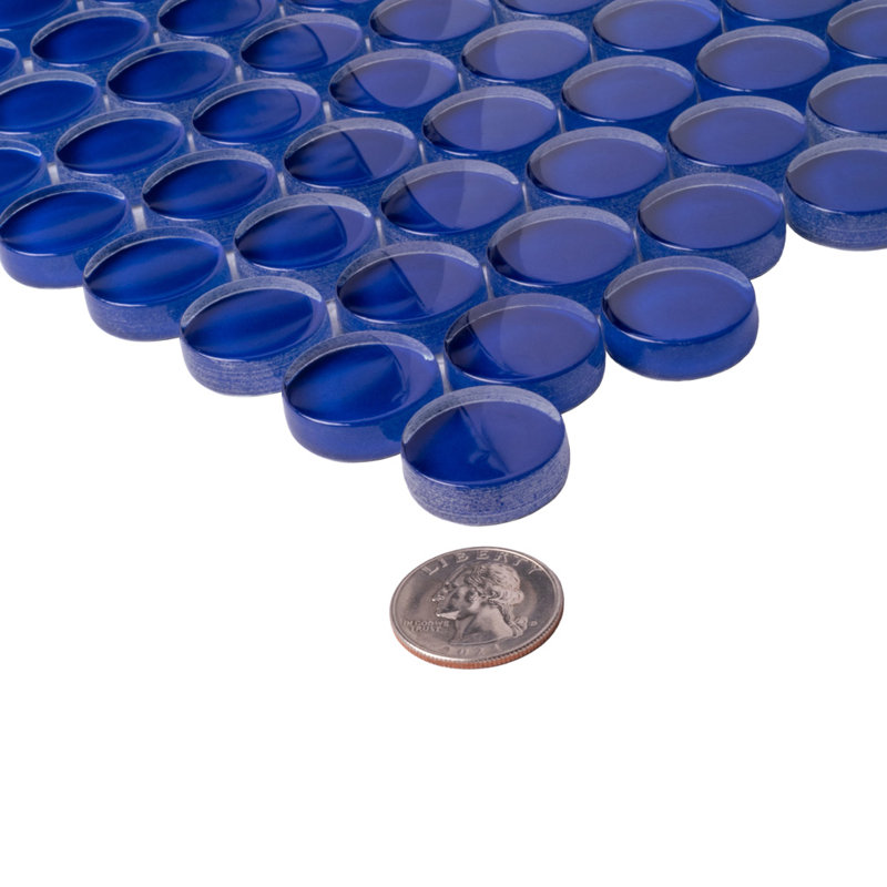 Penny 1 " X 1 " Straight Edge Glass Mosaic Sheet Wall & Floor Tile, Cobalt Blue