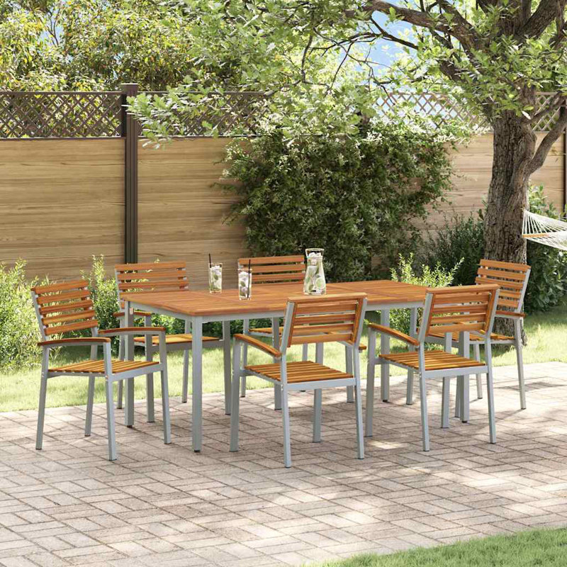 6 - Person Patio Dining Set with Rectangular Table, 75cm H x 180cm W x 90cm D