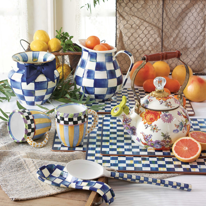 Royal Blue and White Handcrafted Enamel Pitcher