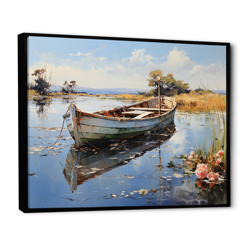 «Danemark Quiet Waters», reproduction sur toile, H 24 po x l 32 po x P 1 po, Cadre flottant noir