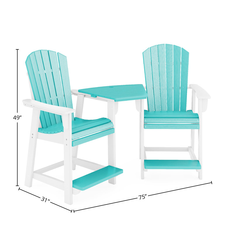 Banc d'extérieur Eberle Ocean View, Blanc Destin / bleu sarcelle Gulf Shores