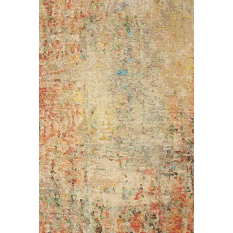 Wool And Silk Afghan One-of-a-Kind Rectangle 9' X 12' Area Rug