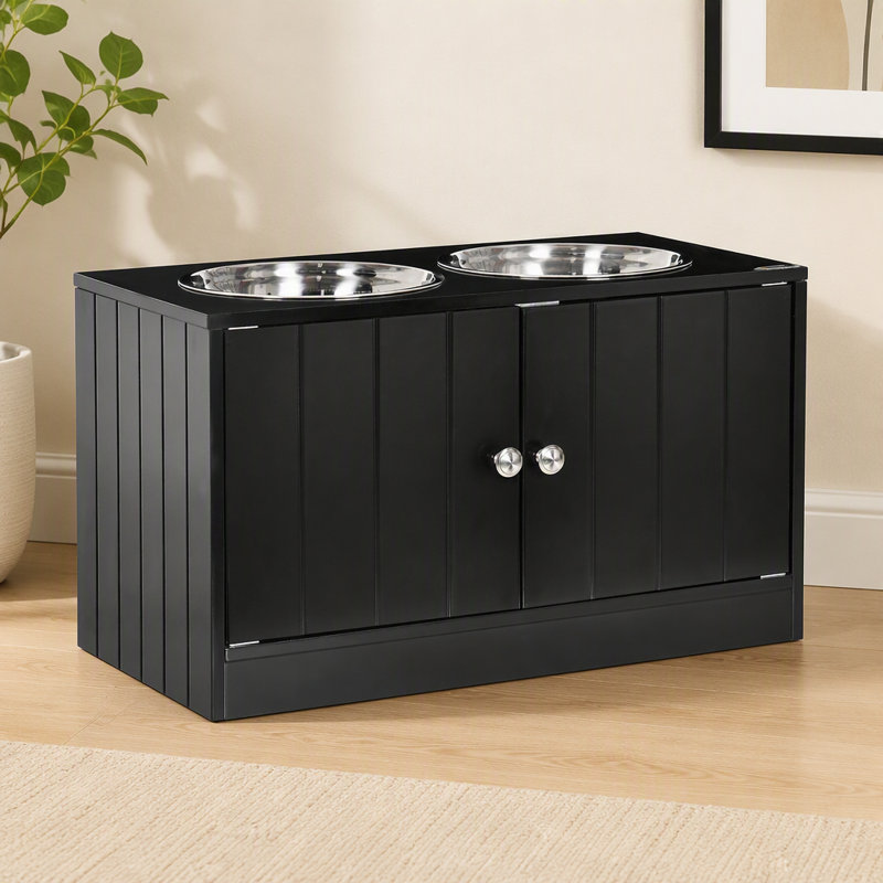 Gamelle pour chien avec meuble de rangement, Gray