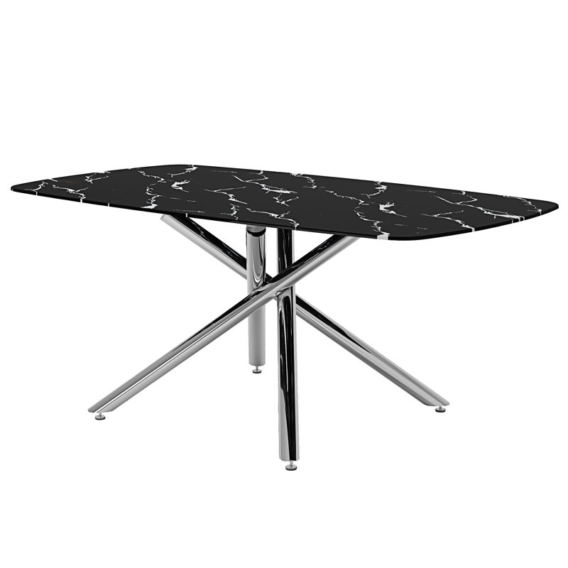 Rectangle L 71 po x l 39,4 po Karlene, Noir, Argent argent, 29.5" H x 71" L x 39.4" W