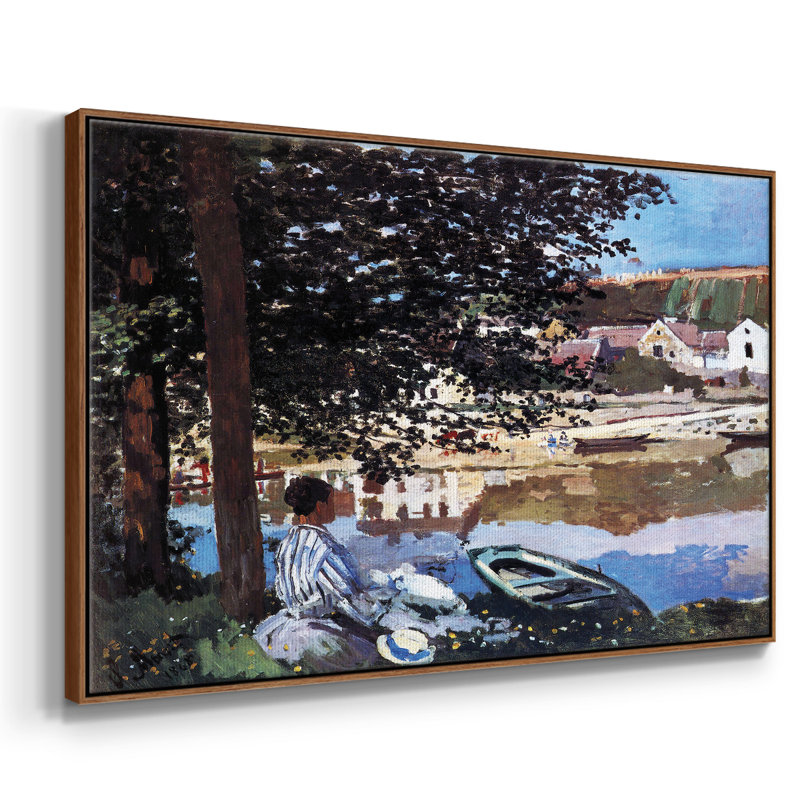 «The River Has Burst Its Banks» par Claude Monet - reproduction sur toile flottante, Noyer, H 17 po x l 25 po x P 2 po