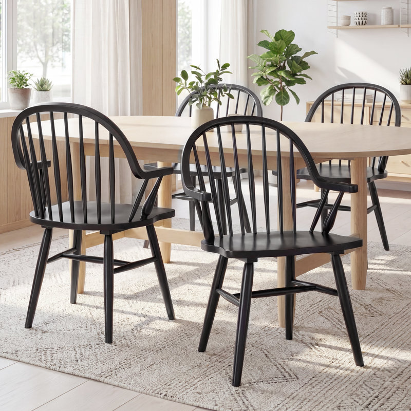 Chaises de salle à manger en bois massif avec accoudoirs de 24 po de large Hughes Hughes, 4