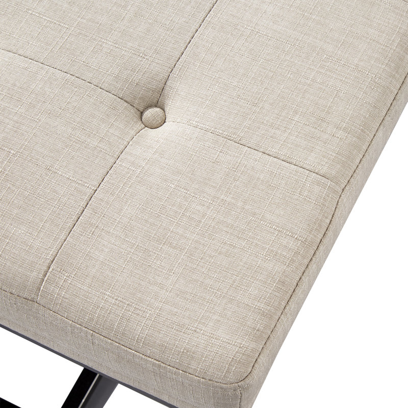 Banc rembourré en métal 100% lin Hayes, Beige