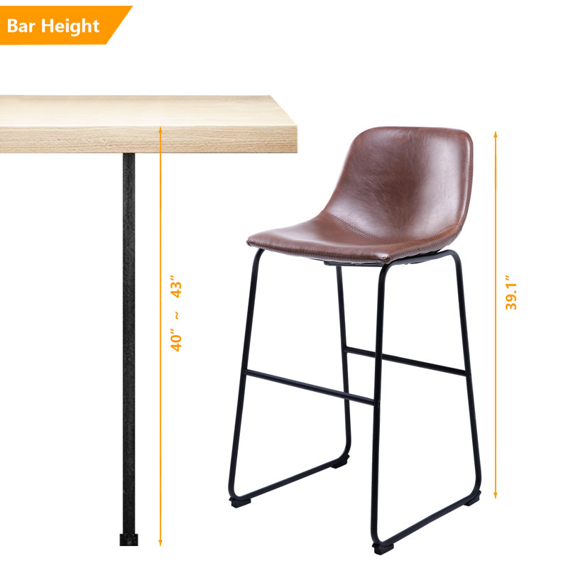 Tabourets de bar en cuir Parveena, Brun, Tabouret de bar (siège d'une hauteur de 29 po), 2