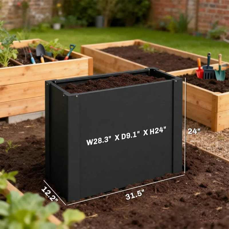 Boîte à fleurs surélevée en acier durable, solution de jardinage extérieur moderne