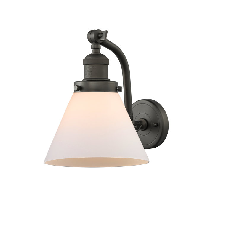 Cone 1 Light Sconce, Oil Rubbed Bronze, Matte White Cased