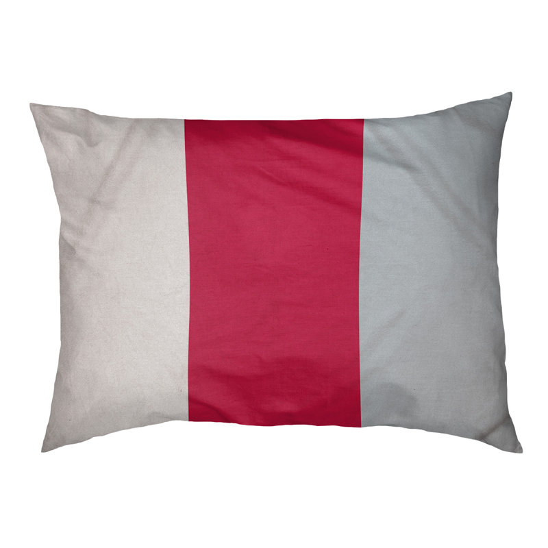 Coussin rectangulaire designer New York Bronx, Moyen (L 30 po x l 40 po), Blanc / rouge / argent
