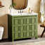 Meuble-lavabo de salle de bain de style moderne avec lavabo et armoire de rangement avec cadre en bois-738243070