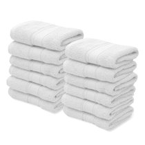 12 Pack White Wash Cloths 100% Cotton For Bathroom & Kitchen 12 x 12 