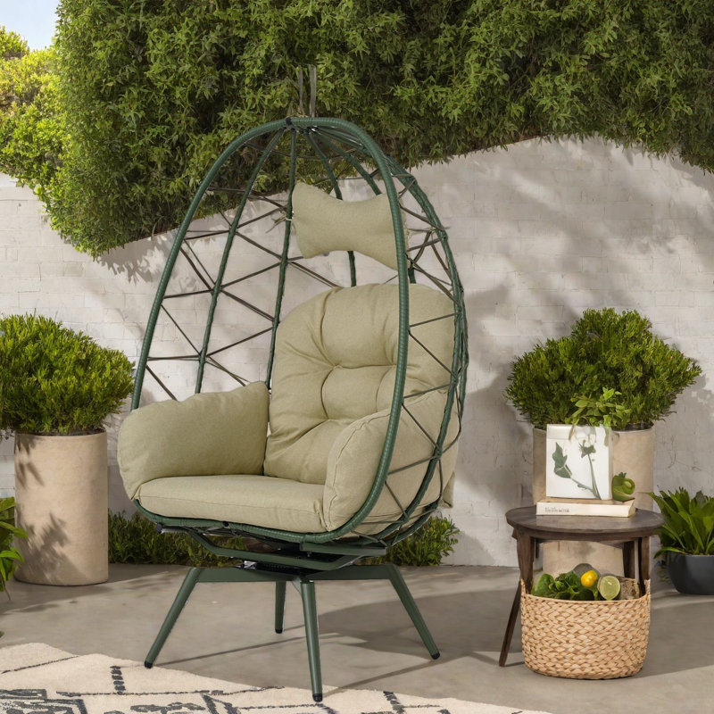 Chaises longues pivotantes de patio, chaise en rotin moderne en acier pour la maison